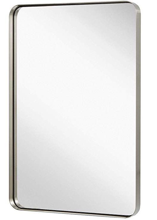 Ultra Brushed Gold Rectangular Framed Wall Mirrors Within Popular Amazon: Hamilton Hills Contemporary Brushed Metal Wall Mirror (View 8 of 15)