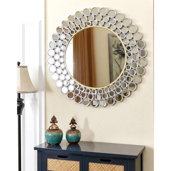 Uneven Round Framed Wall Mirrors Pertaining To Widely Used Mirrored Disks Frame Round Wall Mirror (View 11 of 15)