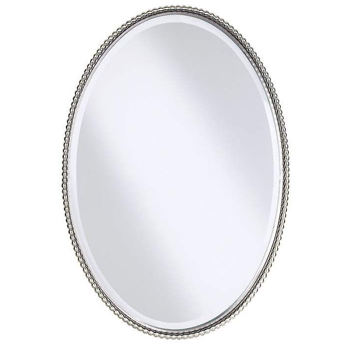 Uttermost Sherise Brushed Nickel 22" X 32" Oval Wall Mirror – #97306 Throughout Well Known Oxidized Nickel Wall Mirrors (View 15 of 15)