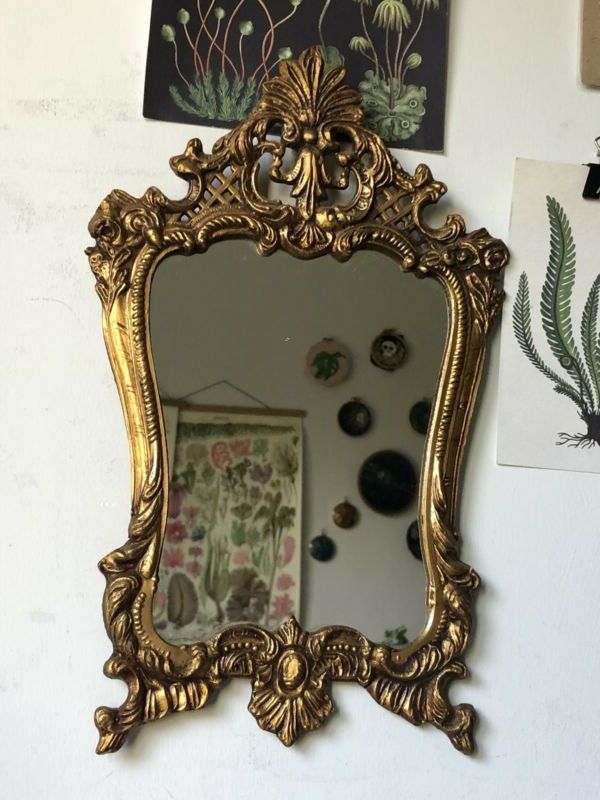 Vintage Ornate Italian/french Rocco Style Gold Gilt Metal Framed Wall Regarding Newest French Brass Wall Mirrors (View 4 of 15)