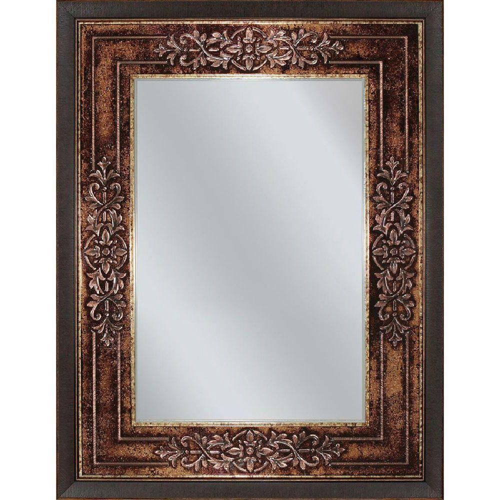 Well Known 27x35 Amber Gold Framed Wall Mirror European Textured Scroll Genoa Pertaining To Gold Metal Framed Wall Mirrors (View 13 of 15)