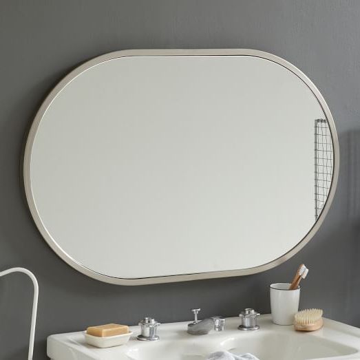 Well Known Drake Brushed Steel Wall Mirrors Pertaining To West Elm Metal Rounded Rectangular Wall Mirror – Google Search (View 12 of 15)