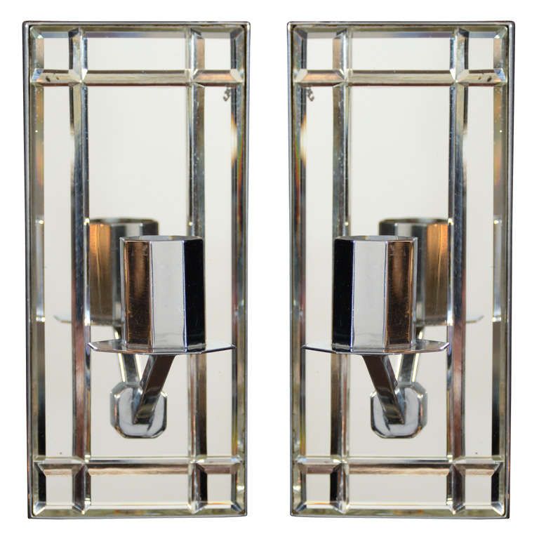 Well Known Emerald Cut Wall Mirrors Within Art Deco Emerald Cut Beveled Mirrored Sconces At 1stdibs (View 11 of 15)