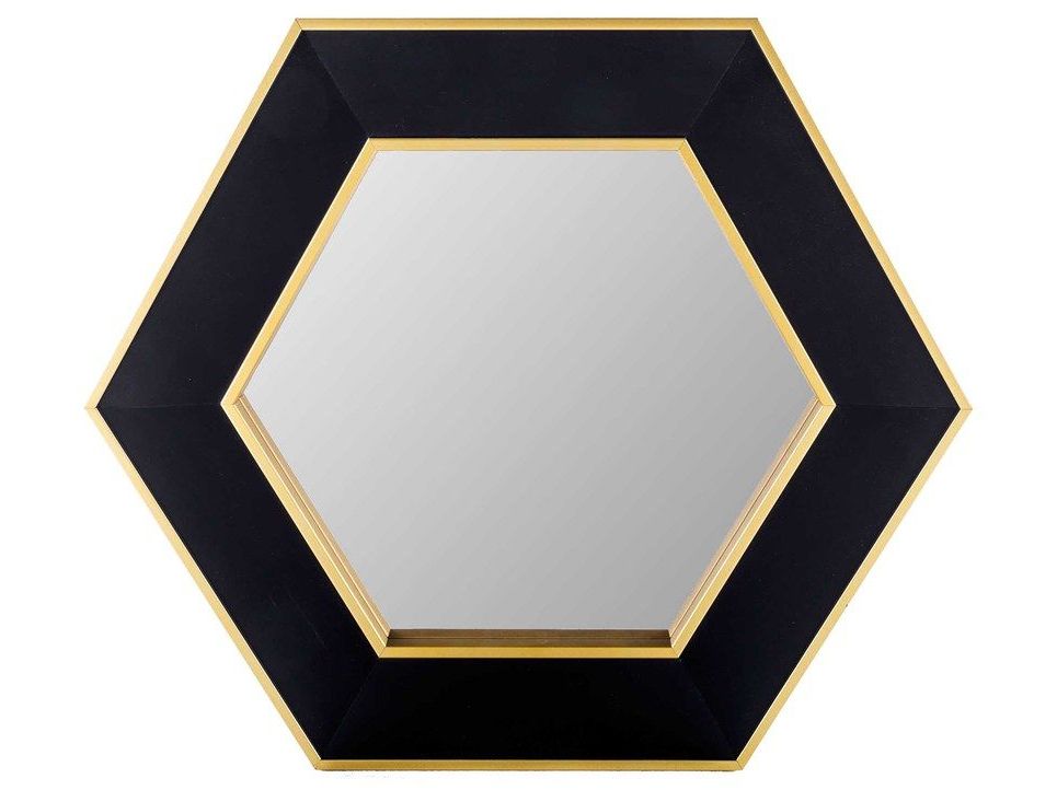 Well Known Gold Hexagon Wall Mirrors Regarding Black & Gold Hexagon Mirror (View 6 of 15)