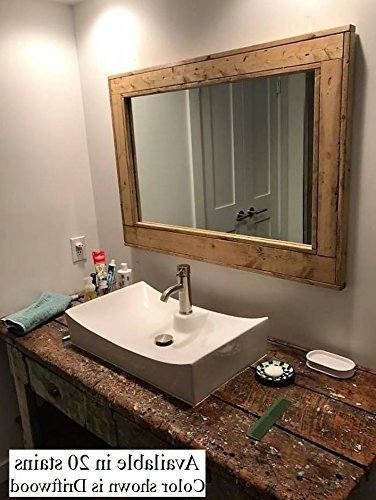Well Known Large Framed Herringbone Reclaimed Wood Mirror Bathroom (View 10 of 15)