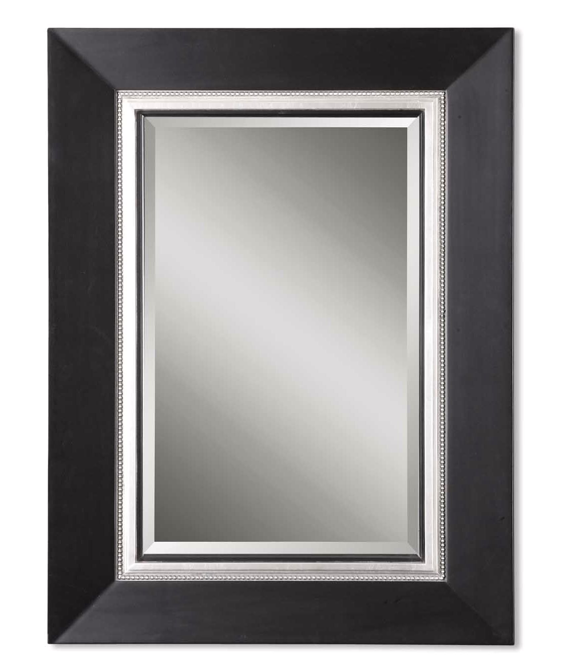 Well Known Matte Black Rectangular Wall Mirrors Within Whitmore Traditional Matte Large Black Silver Rectangular Mirror With (View 3 of 15)