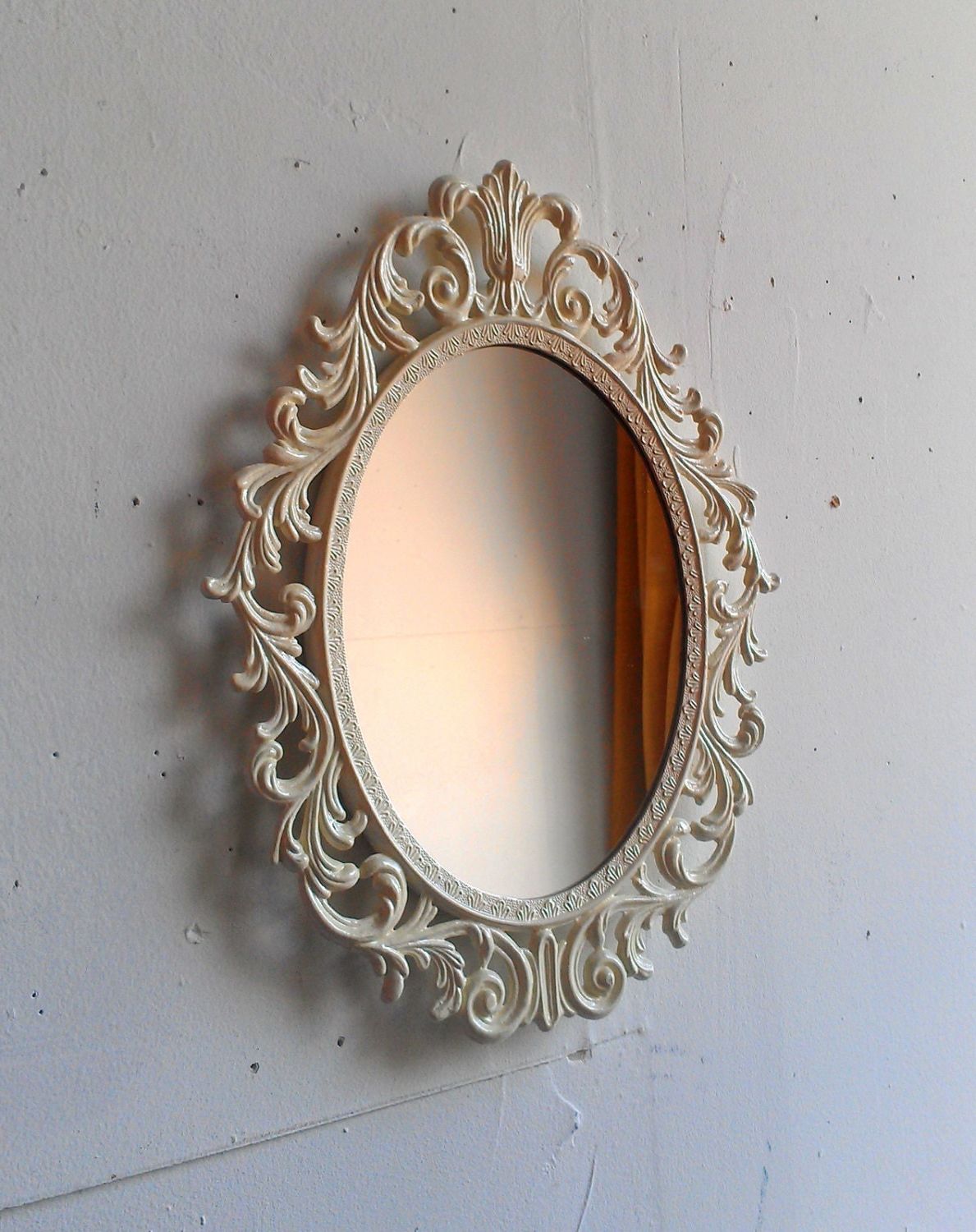 Well Known Oval Princess Mirror In Vintage Metal Filigree Frame 13 By For Antique Aluminum Wall Mirrors (View 4 of 15)