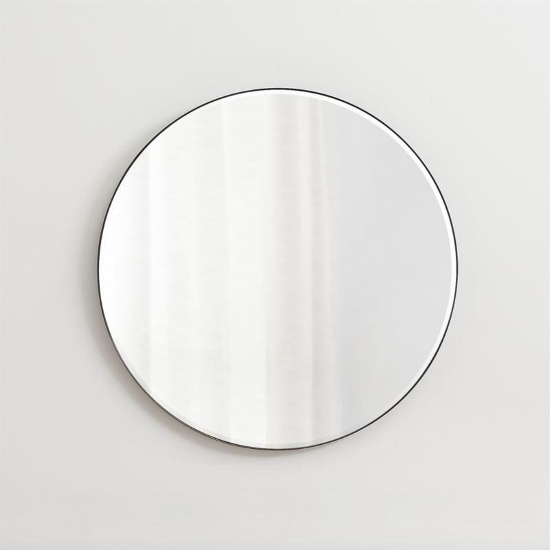 Well Known Round Edge Wall Mirrors For Edge Gunmetal Round 30" Wall Mirror – Crate And Barrel (View 7 of 15)