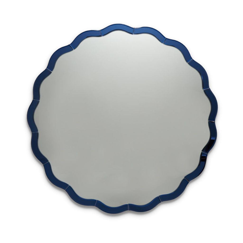 Well Known Round Scalloped Edge Wall Mirrors Inside Round Scalloped Mirror Blue Edge – Katie Considers (View 9 of 15)