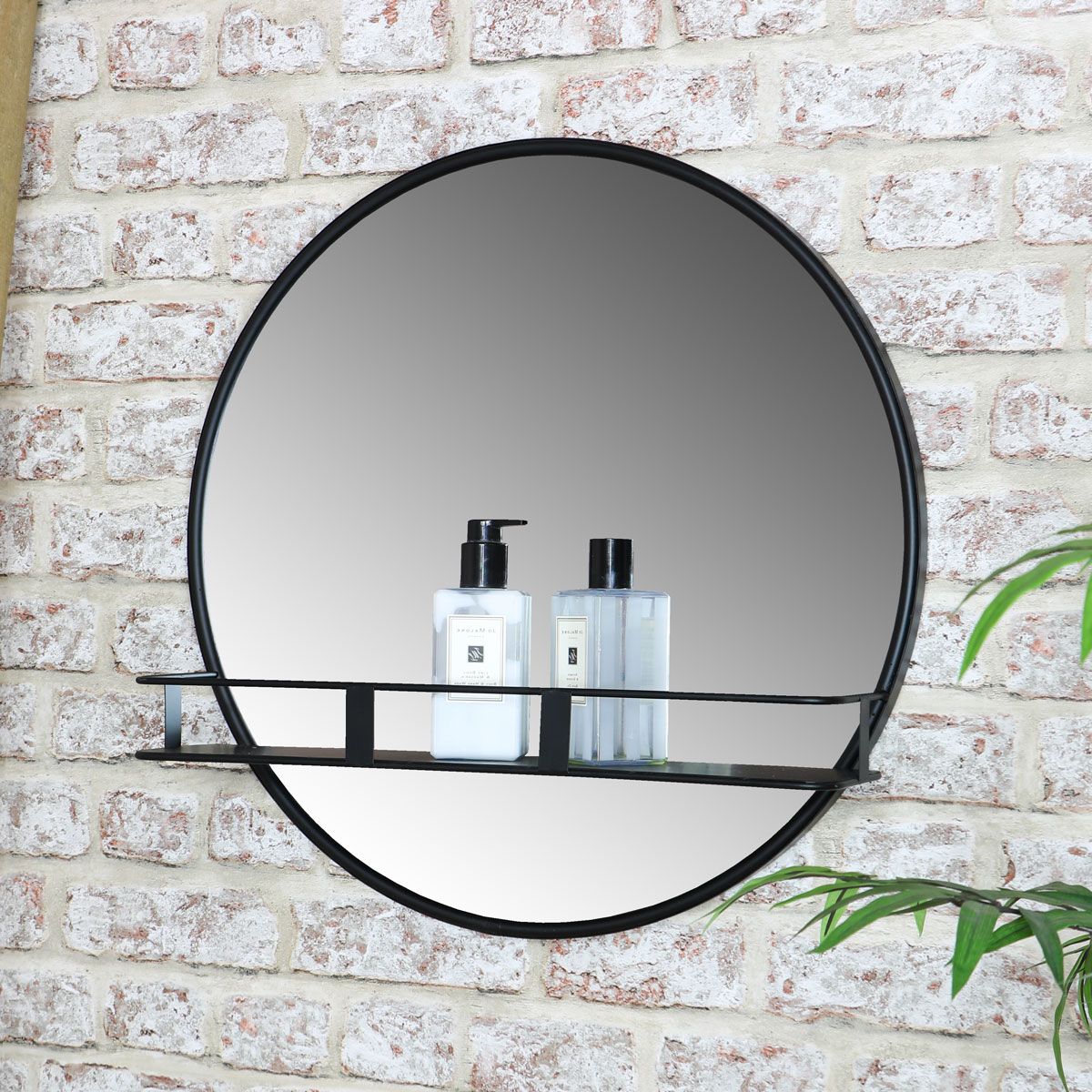 Well Known Round Wall Mirror With Shelf Intended For Woven Metal Round Wall Mirrors (View 12 of 15)