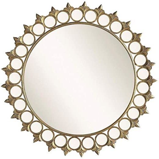 Well Liked Antique Silver Round Wall Mirrors With Antique Gold Round Decoritive Wall Mirror, Diameter 31 Inches, Carved (View 11 of 15)