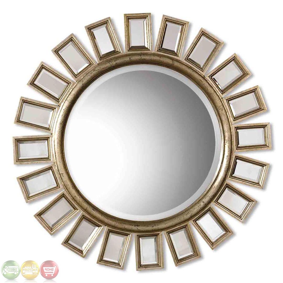 Well Liked Cyrus Modern Distressed Silver Leaf Round Mirror 14076 B Throughout Distressed Black Round Wall Mirrors (View 10 of 15)