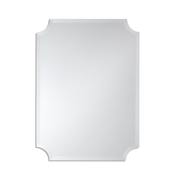 Well Liked Frameless Rectangle Wall Mirror With Scalloped Corners – Free Shipping In Square Frameless Beveled Wall Mirrors (View 11 of 15)