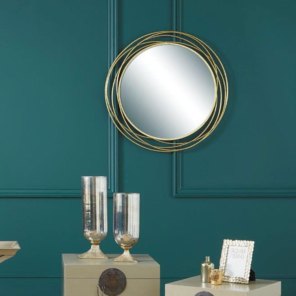 Well Liked Gold Black Rounded Edge Wall Mirrors Intended For Large Gold Framed Round Wall Mirror (View 12 of 15)