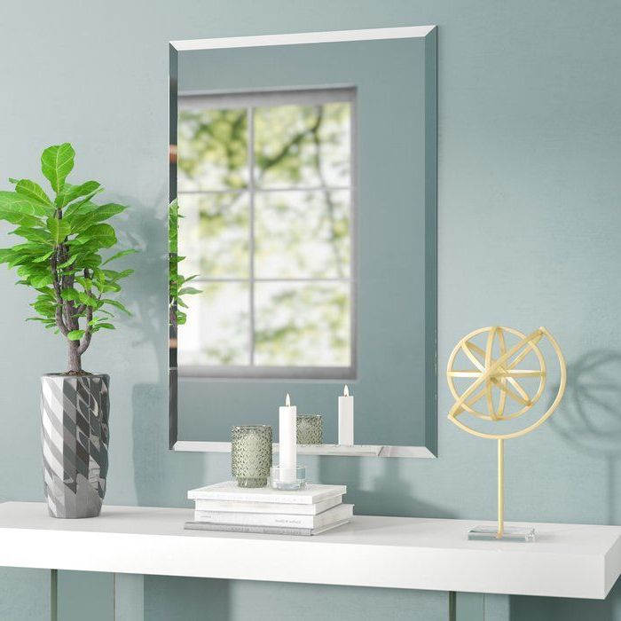 Well Liked Provost Frameless Rectangle Wall Mirror With 1 Inch Beveled Edge For Frameless Round Beveled Wall Mirrors (View 6 of 15)