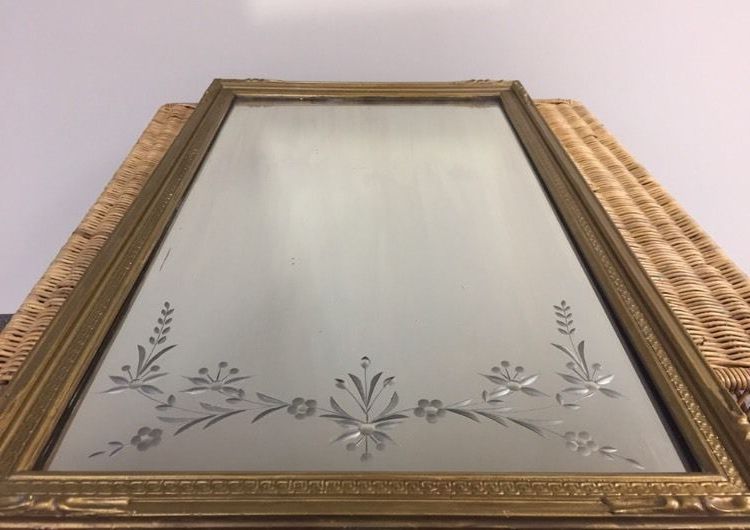 Well Liked Rare Large Vintage Hollywood Regency Gilt Gold Floral Etched Mirror Within Antique Gold Etched Wall Mirrors (View 1 of 15)
