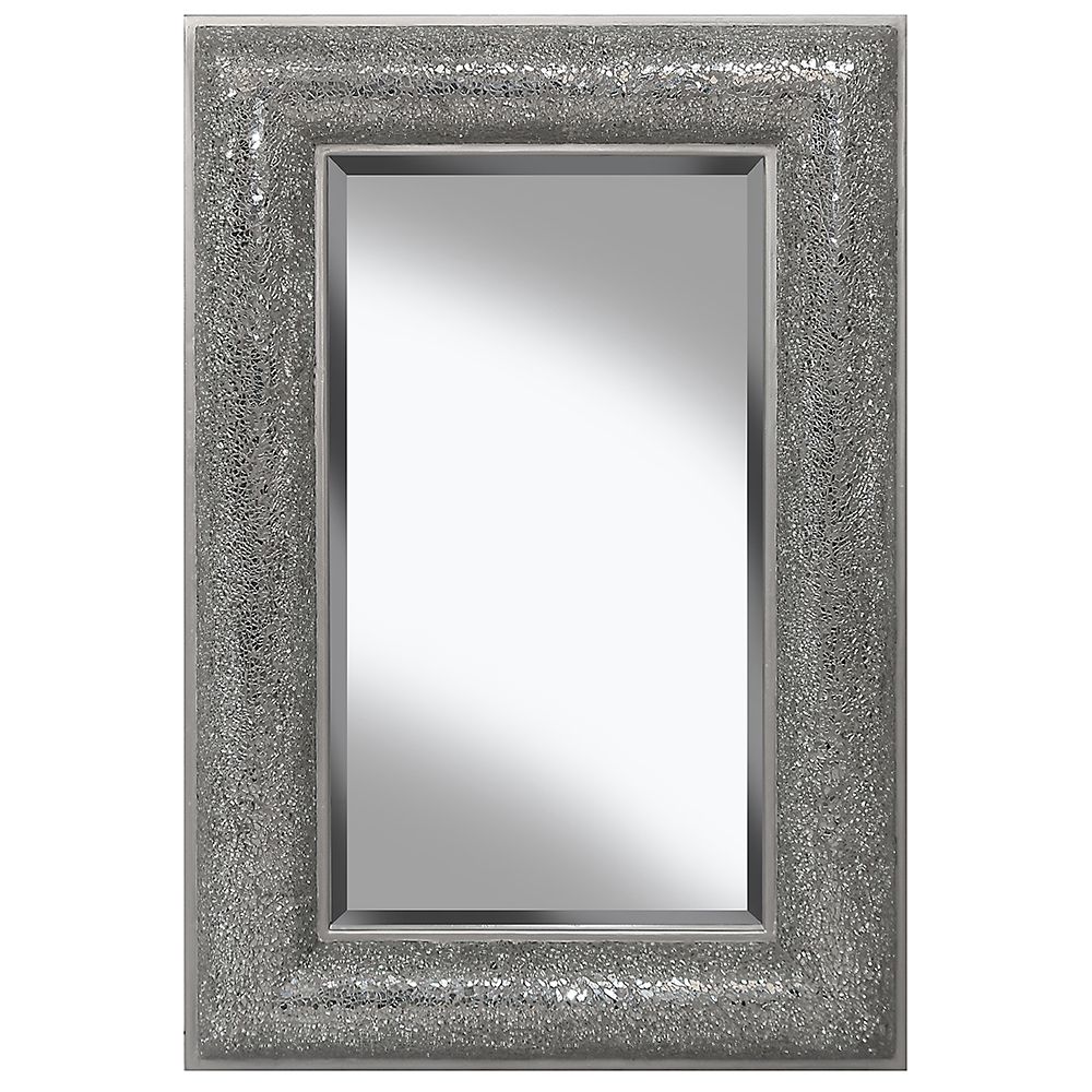 Well Liked Rounded Cut Edge Wall Mirrors Pertaining To Framed Silver Mosaic Mirror Chunky Frame With Bevel (View 9 of 15)