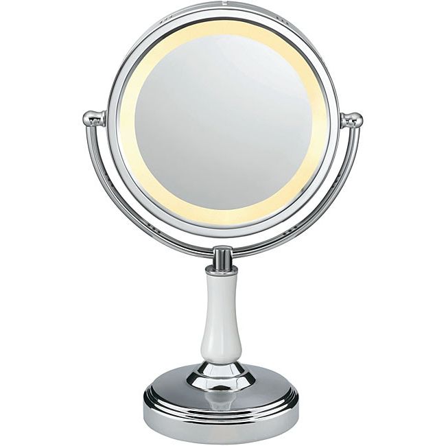 White Porcelain And Chrome Wall Mirrors With Regard To Well Known Conair Be70 Polished Chrome And Porcelain Round Illuminated Mirror (View 4 of 15)