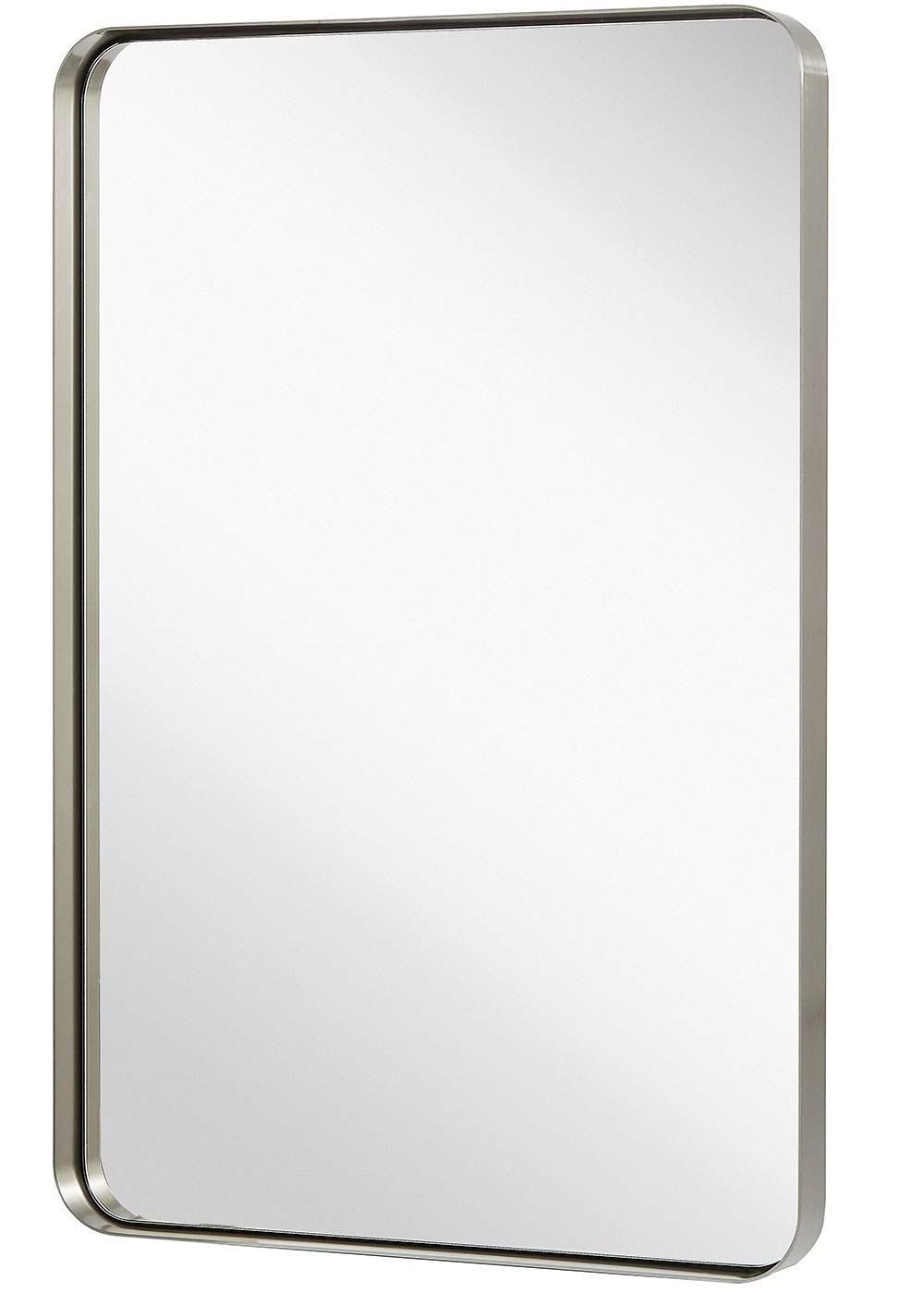 Widely Used Amazon: Hamilton Hills Contemporary Brushed Metal Wall Mirror In Drake Brushed Steel Wall Mirrors (View 5 of 15)