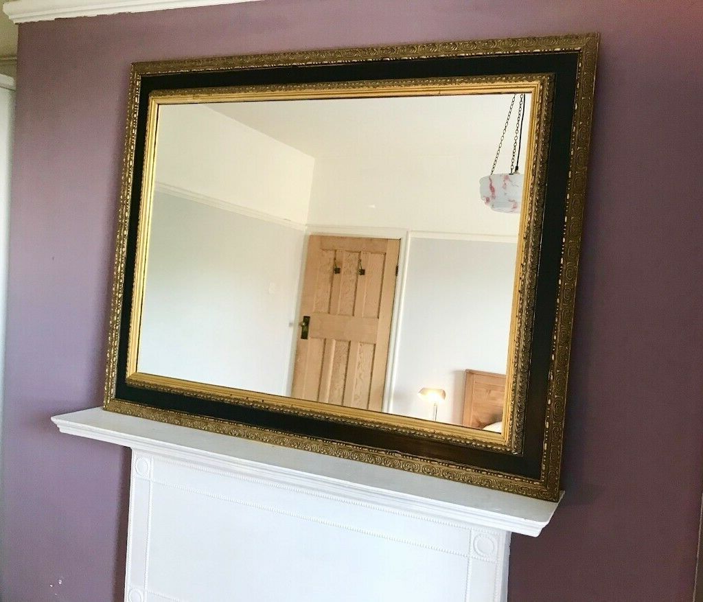 Widely Used Large Vintage Wall Mirror, Gothic, Black Gold Frame, Ornate, Heavy For Gold Black Rounded Edge Wall Mirrors (View 1 of 15)