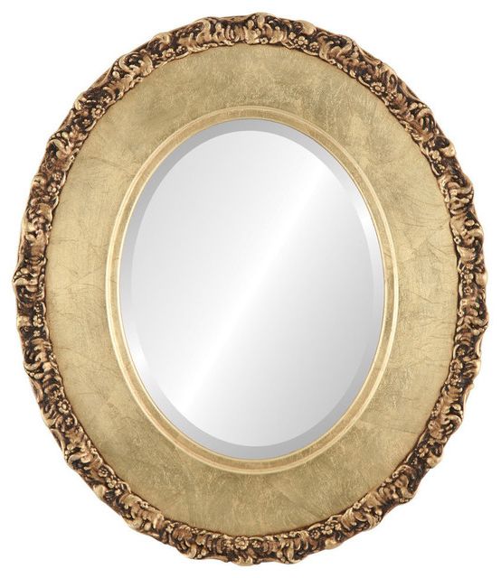 Williamsburg Framed Oval Mirror In Gold Leaf – Traditional – Wall In Fashionable Gold Leaf And Black Wall Mirrors (View 7 of 15)