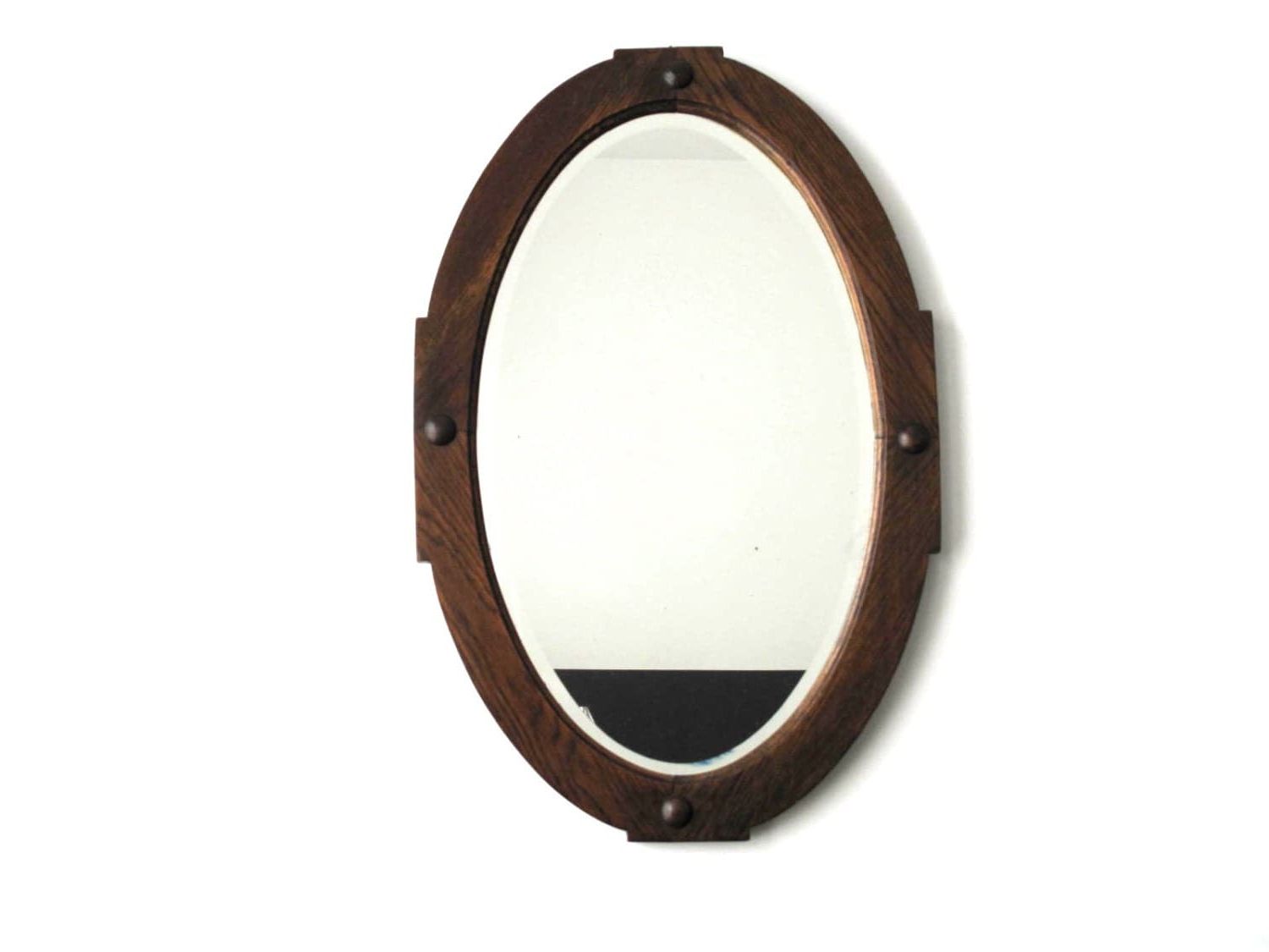 Wooden Oval Wall Mirrors For Widely Used Antique Wood Framed Oval Wall Mirror Vintagesnapshotvintage (View 3 of 15)