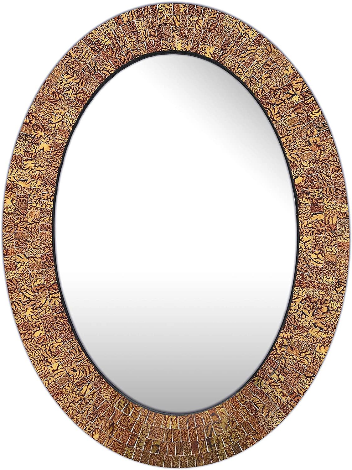 Wooden Oval Wall Mirrors Within Well Liked Decorshore Traditional Decorative Mosaic Mirror – 32x24 In Oval Shape (View 15 of 15)