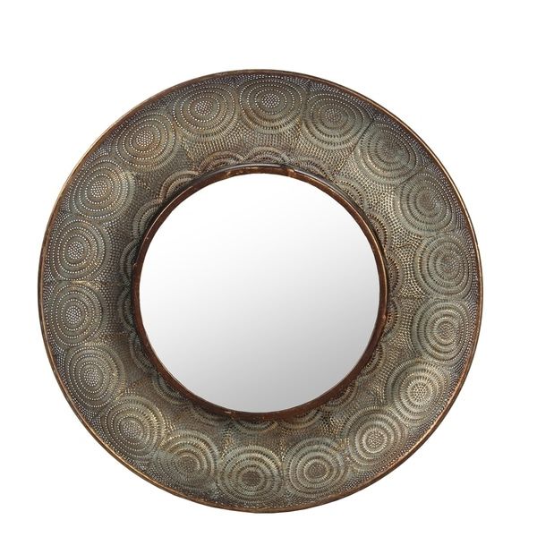 Woven Metal Round Wall Mirrors Intended For Preferred Shop Privilege Hammered Copper Metal Large Round Wall Mirror (View 14 of 15)