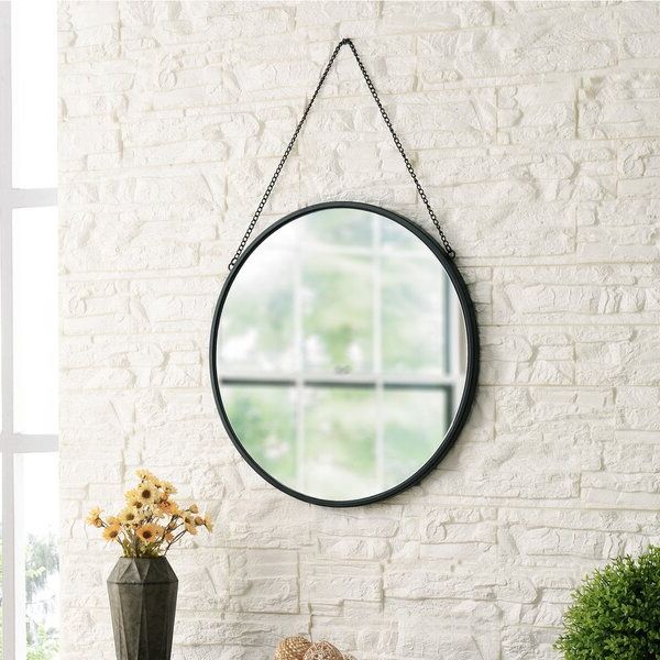 Woven Metal Round Wall Mirrors With 2020 Gracie Oaks Round Mirror Circle Wall Hanging Mirror 20 Inch, Black (View 10 of 15)