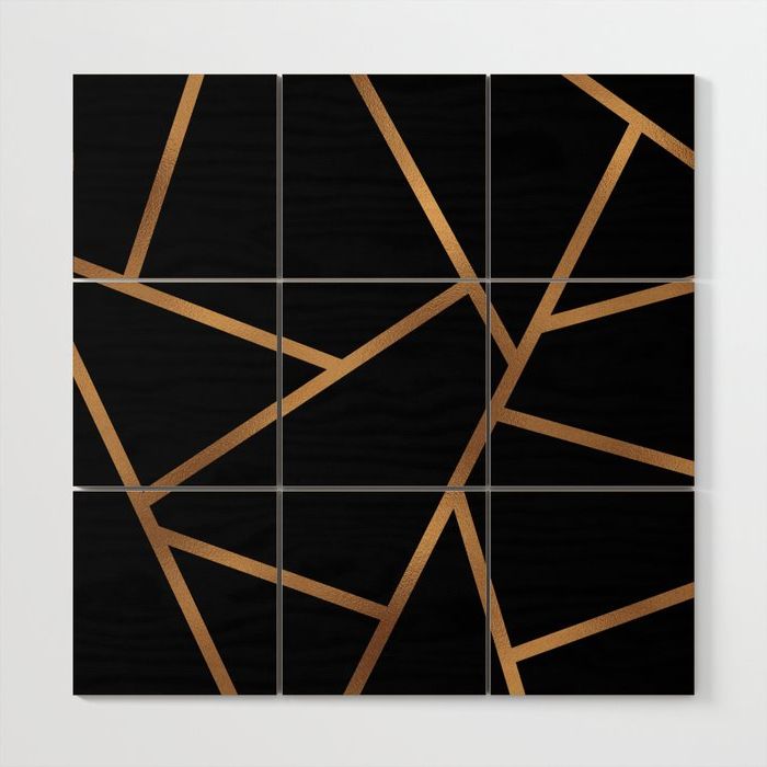 2018 Black And Gold Fragments – Geometric Design Wood Wall Artcatherine  Buggins (View 8 of 15)