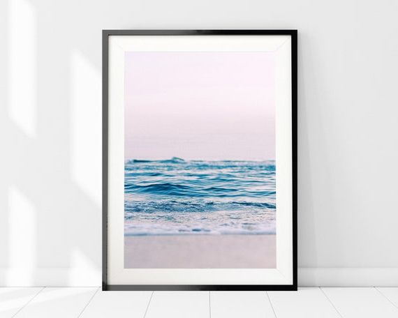 2018 Blush Pink Ocean Art Print Waves Wall Art Pink Blue Beach – Etsy France With Regard To Waves Wall Art (View 3 of 15)