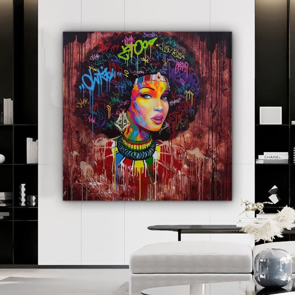 2018 Ethnic Canvas Art, Women Wall Art, Canvas Wall Art, Ethnic Women Wall Art,  African Woman Wall Art, Dark Canvas Art, Framed Wall Art Throughout Female Wall Art (Photo 12 of 15)