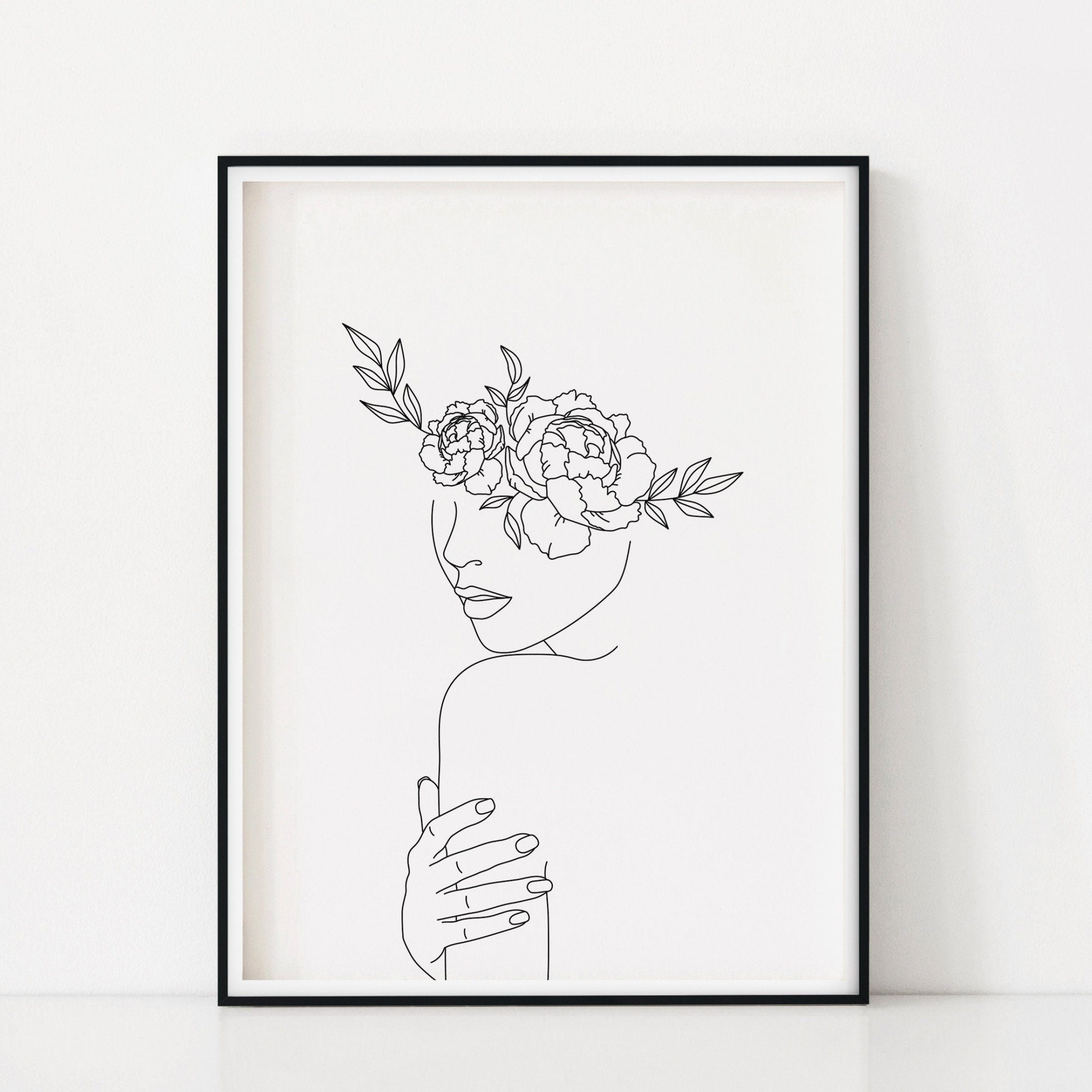 2018 Floral Illustration Wall Art With Regard To Flower Head Art Print Minimal Line Art Floral Illustration – Etsy Australia (Photo 5 of 15)