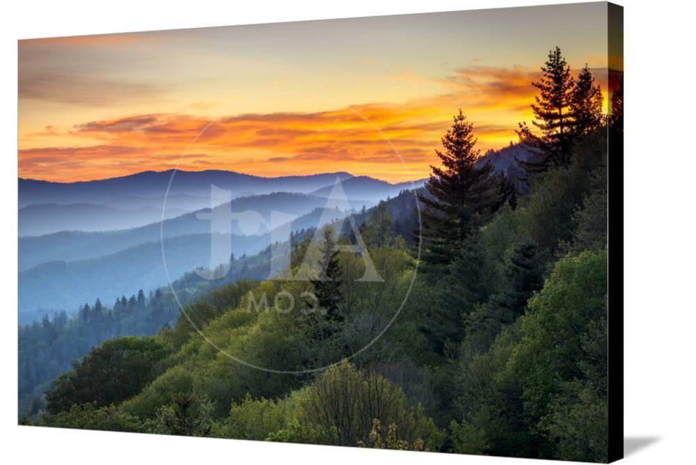 2018 Great Smoky Mountains National Park Scenic Sunrise Landscape At Oconaluftee  Photography Stretched Canvas Print Wall Artdaveallenphoto Soldart  – Walmart With Smoky Mountain Wall Art (View 1 of 15)