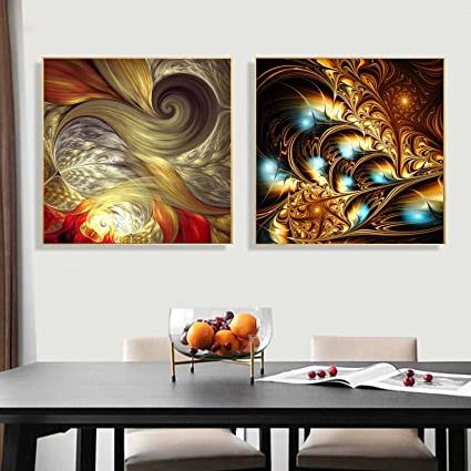 2018 Modern Pattern Wall Art Inside Modern Wall Art Canvas Painting Abstract Luxury Floral Pattern Stampe E  Immagini Soggiorno Bagno Hotel Home Decor 60x60cmx2 Frameless : Amazon (View 3 of 15)