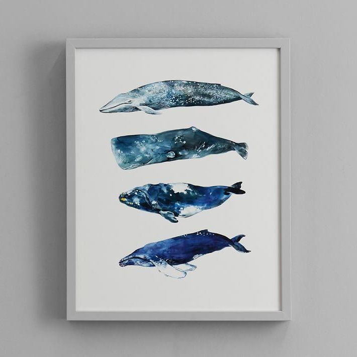 4 Blue Whales Framed Wall Art In Widely Used Whale Wall Art (Photo 15 of 15)