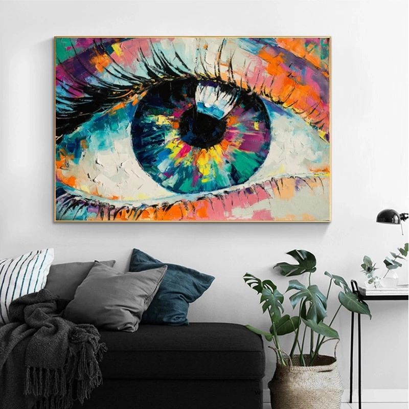 Abstract Colorful Eye Oil Painting Printed On Canvas Graffiti Art Wall Art  Canvas Painting Wall Pictures For Living Room Cuadros (View 8 of 15)