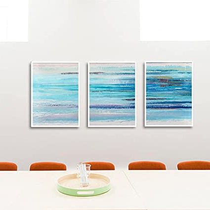 Abstract Flow Wall Art Inside Most Popular Nordic Blue Flow Abstract Sea Purple Foil Printing On The Canvas Poster And  Prints Wall Art Pictures For Living Room Home Decor (70x100cm / 27.5"x39.4  »)x3 Sans Cadre : Amazon.fr: Cuisine Et (Photo 6 of 15)