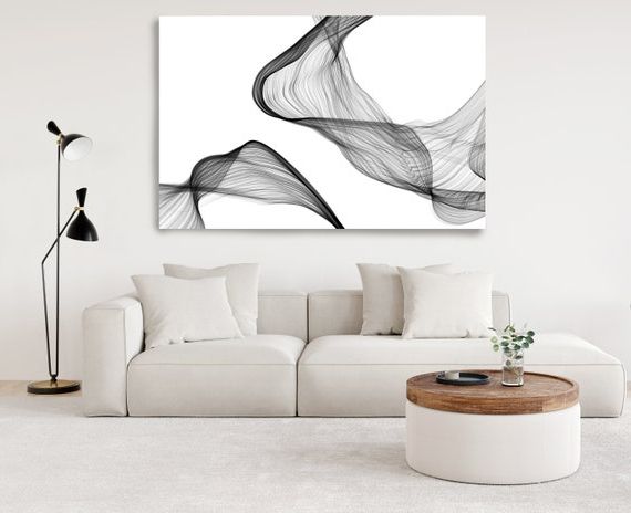 Abstract Flow Wall Art Regarding Newest Rhythm And Flow 48 Contemporary Abstract Black And White Wall – Etsy France (View 7 of 15)