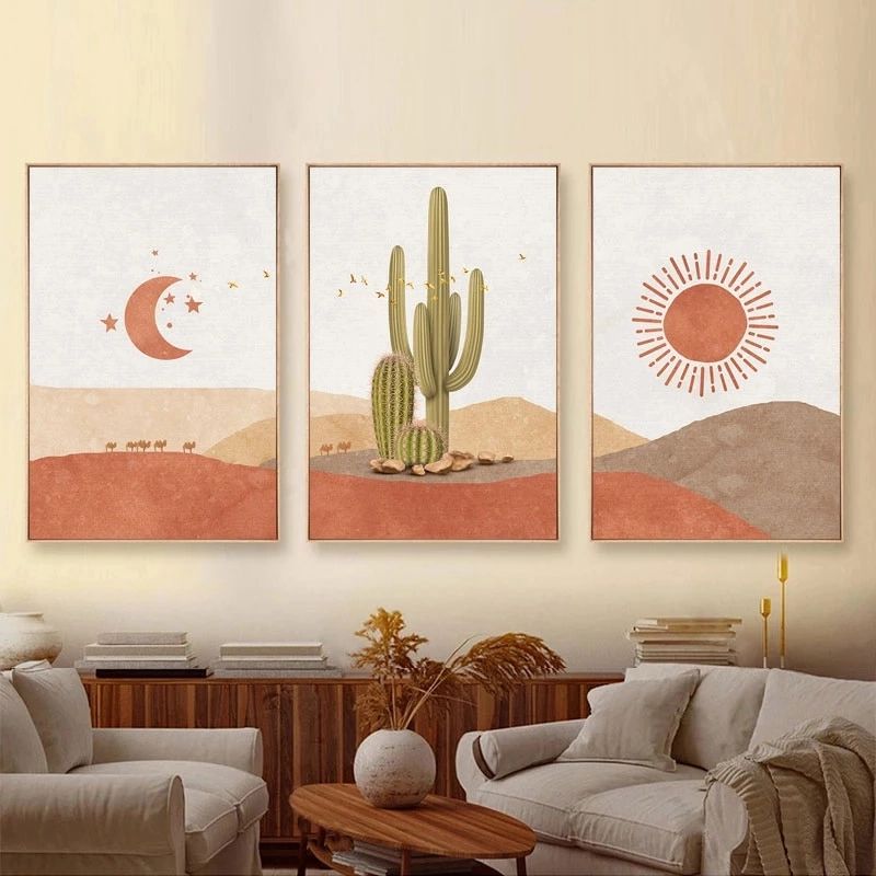 Abstract Landscape Sun And Moon Scene Boho Canvas Prints Cactus Wall Art  Nordic Desert Wall Picture For Living Room Home Decor – Painting &  Calligraphy – Aliexpress Intended For Popular Sun Desert Wall Art (View 4 of 15)