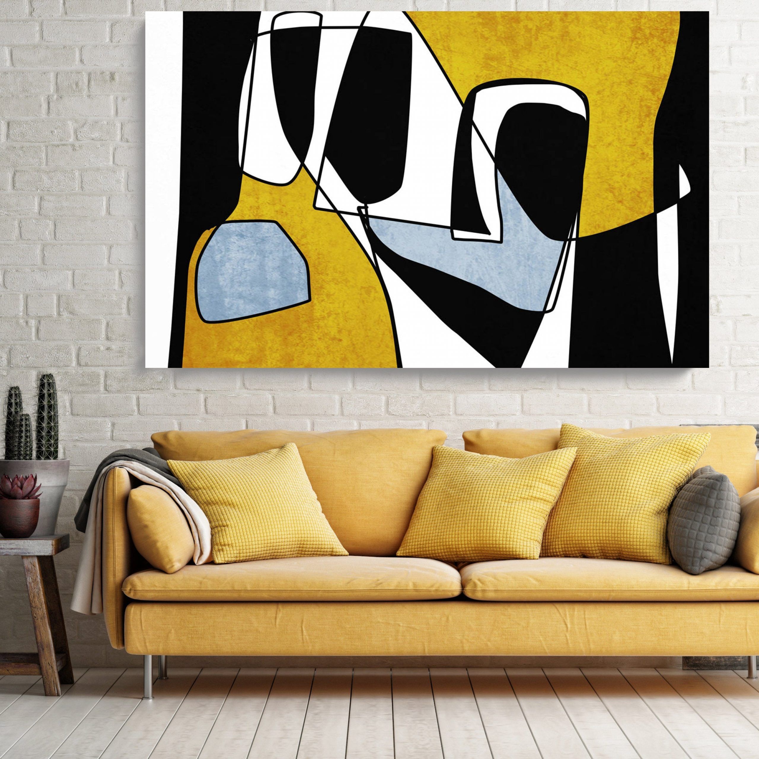 Abstract Line Art 24. Line Art Modern Yellow Canvas Art Print – Etsy Inside Well Known Line Abstract Wall Art (Photo 8 of 15)
