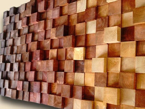 Abstract Modern Wood Wall Art Within Favorite Wooden Mosaic Wall Hanging Modern Abstract Wood Wall Art – Etsy Italia (View 13 of 15)