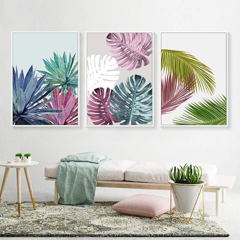 Abstract Plant Wall Art Throughout 2018 Amazon: Super1798 Abstract Plant Leaf Wall Art Canvas Painting Nordic  Picture Bedroom Decor Poster – 3# 5070cm : Home & Kitchen (View 8 of 15)
