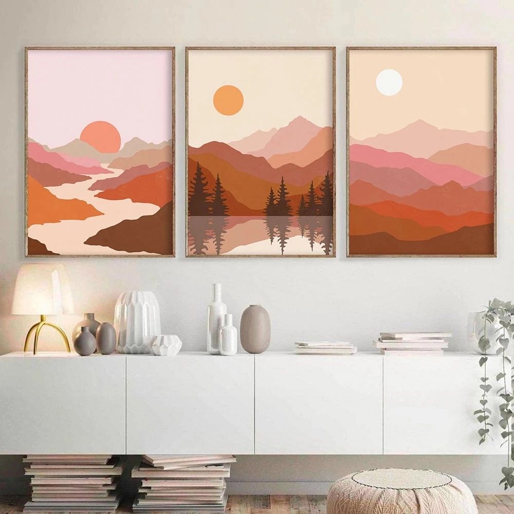 Abstract Terracotta Landscape Wall Art Within Most Recently Released Boho Abstract Mountain Poster Landscape Art Print Terracotta Burnt Orange Canvas  Painting Nordic Wall Picture Bedroom Home Decor – Painting & Calligraphy –  Aliexpress (View 13 of 15)