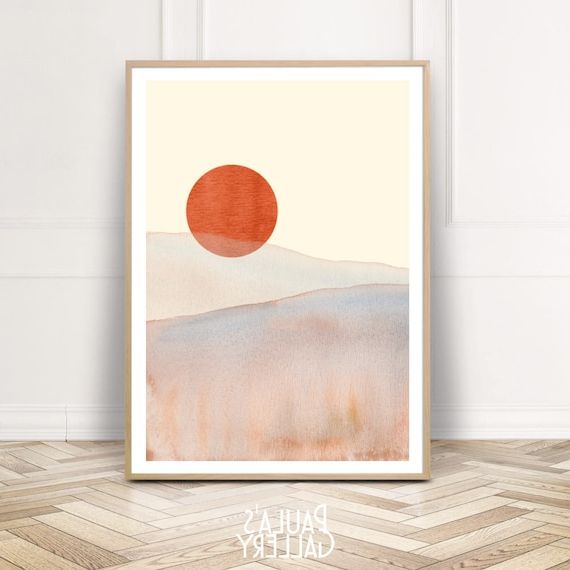 Abstract Terracotta Watercolor Print Abstract Landscape – Etsy France For 2017 Abstract Terracotta Landscape Wall Art (View 2 of 15)