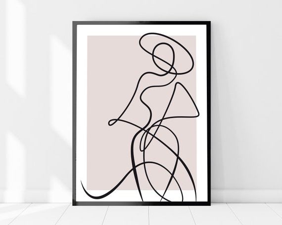 Abstract Woman's Body Line Art Print Fashion Figure Line – Etsy Italia In Widely Used Lines Wall Art (View 7 of 15)