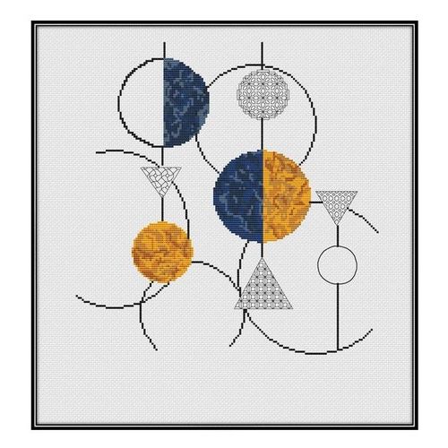 Abstraction Cross Stitch Pattern Boho Sun Moon Wall Art – Etsy With Most Popular Sun Abstraction Wall Art (View 7 of 15)