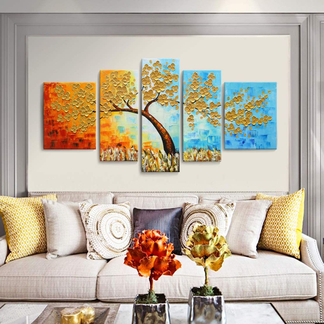 [%amazon: Extra Large Wall Art 100% Hand Painted Oil Painting On Canvas  3d Colorful Tree Artwork Palette Knife Impasto Texture 5 Pieces Abstract  Golden Paintings For Living Room Bedroom Office Décor: Posters & Throughout Most Current Oil Painting Wall Art|oil Painting Wall Art Inside Latest Amazon: Extra Large Wall Art 100% Hand Painted Oil Painting On Canvas  3d Colorful Tree Artwork Palette Knife Impasto Texture 5 Pieces Abstract  Golden Paintings For Living Room Bedroom Office Décor: Posters &|popular Oil Painting Wall Art Pertaining To Amazon: Extra Large Wall Art 100% Hand Painted Oil Painting On Canvas  3d Colorful Tree Artwork Palette Knife Impasto Texture 5 Pieces Abstract  Golden Paintings For Living Room Bedroom Office Décor: Posters &|trendy Amazon: Extra Large Wall Art 100% Hand Painted Oil Painting On Canvas  3d Colorful Tree Artwork Palette Knife Impasto Texture 5 Pieces Abstract  Golden Paintings For Living Room Bedroom Office Décor: Posters & Regarding Oil Painting Wall Art%] (View 11 of 15)