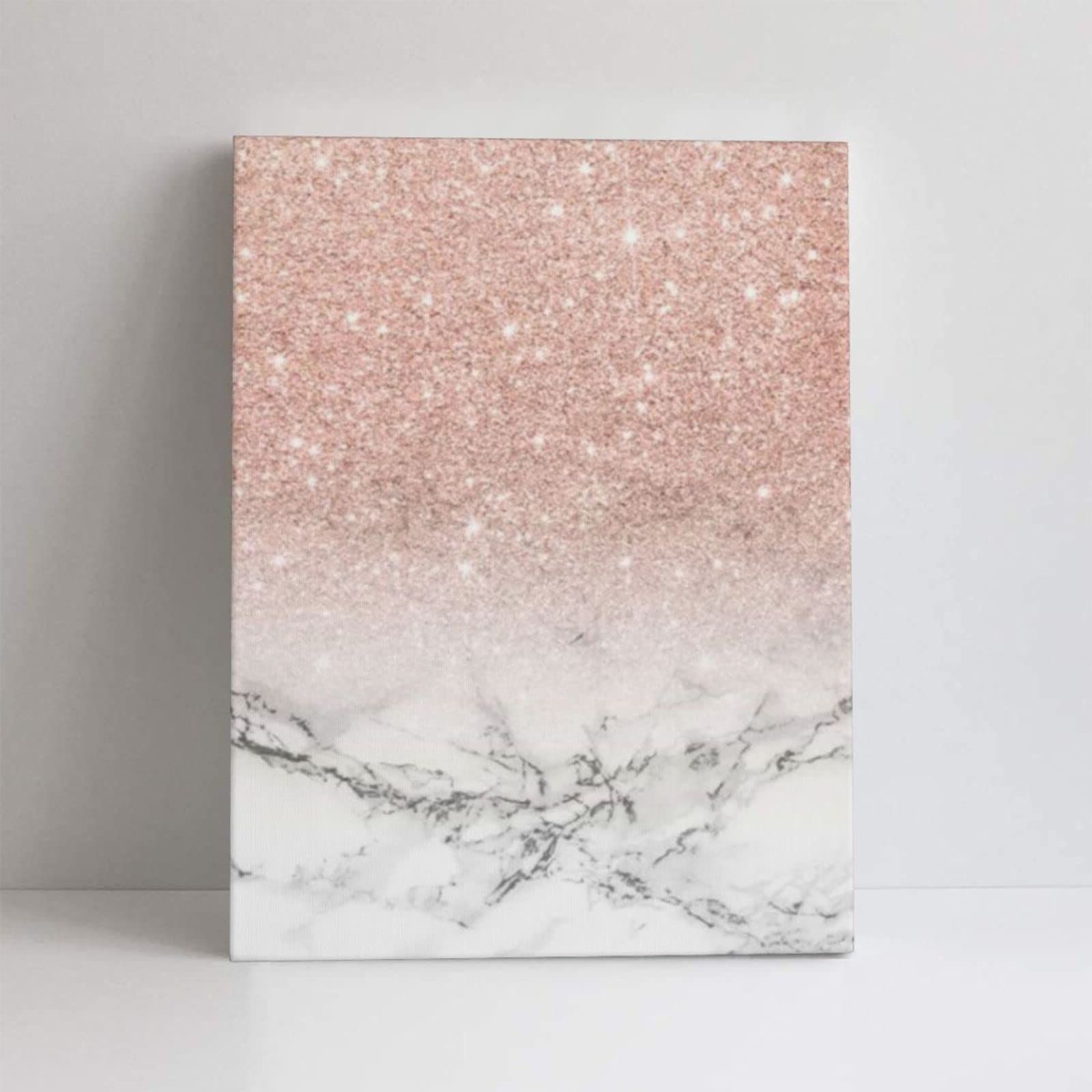 Amazon: Modern Rose Gold Pink Glitter White Marble Wall Art Abstract  Canvas Prints Painting Artwork Wall Decor Home Decoration For Bedroom  Living Room 12"x16": Posters & Prints Within Trendy Glitter Pink Wall Art (View 8 of 15)