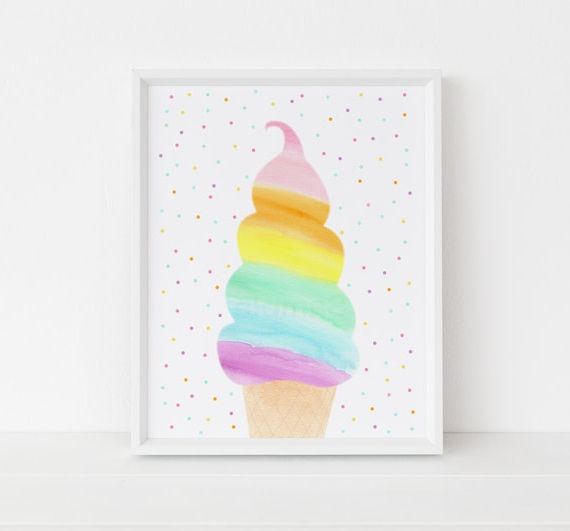 Best And Newest Cream Wall Art Regarding Cute Ice Cream Wall Art Ice Cream Nursery Art Girls Wall – Etsy Italia (View 13 of 15)